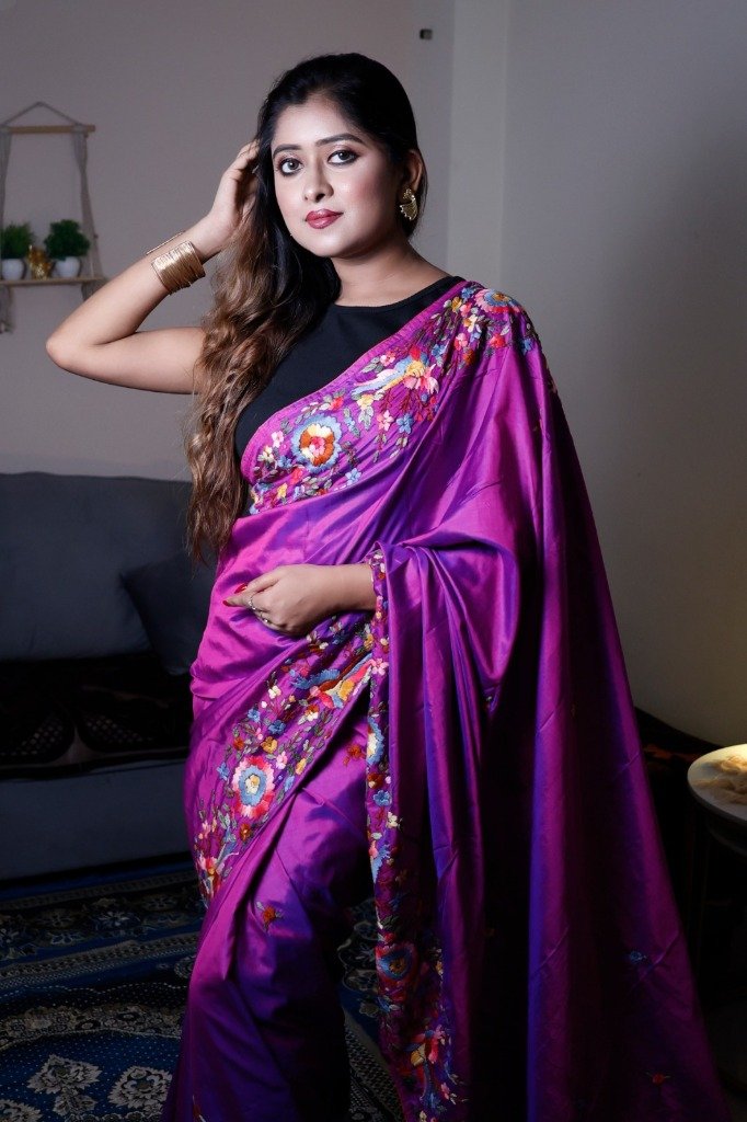 Katan silk with parsi work